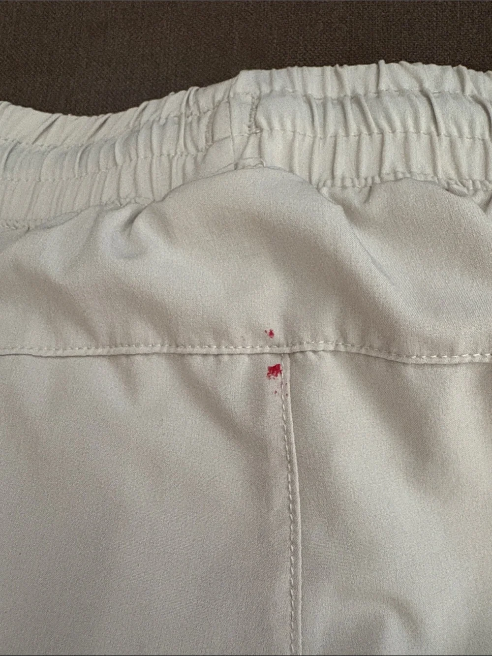 Light Beige Athletic Shorts with Black Drawstring